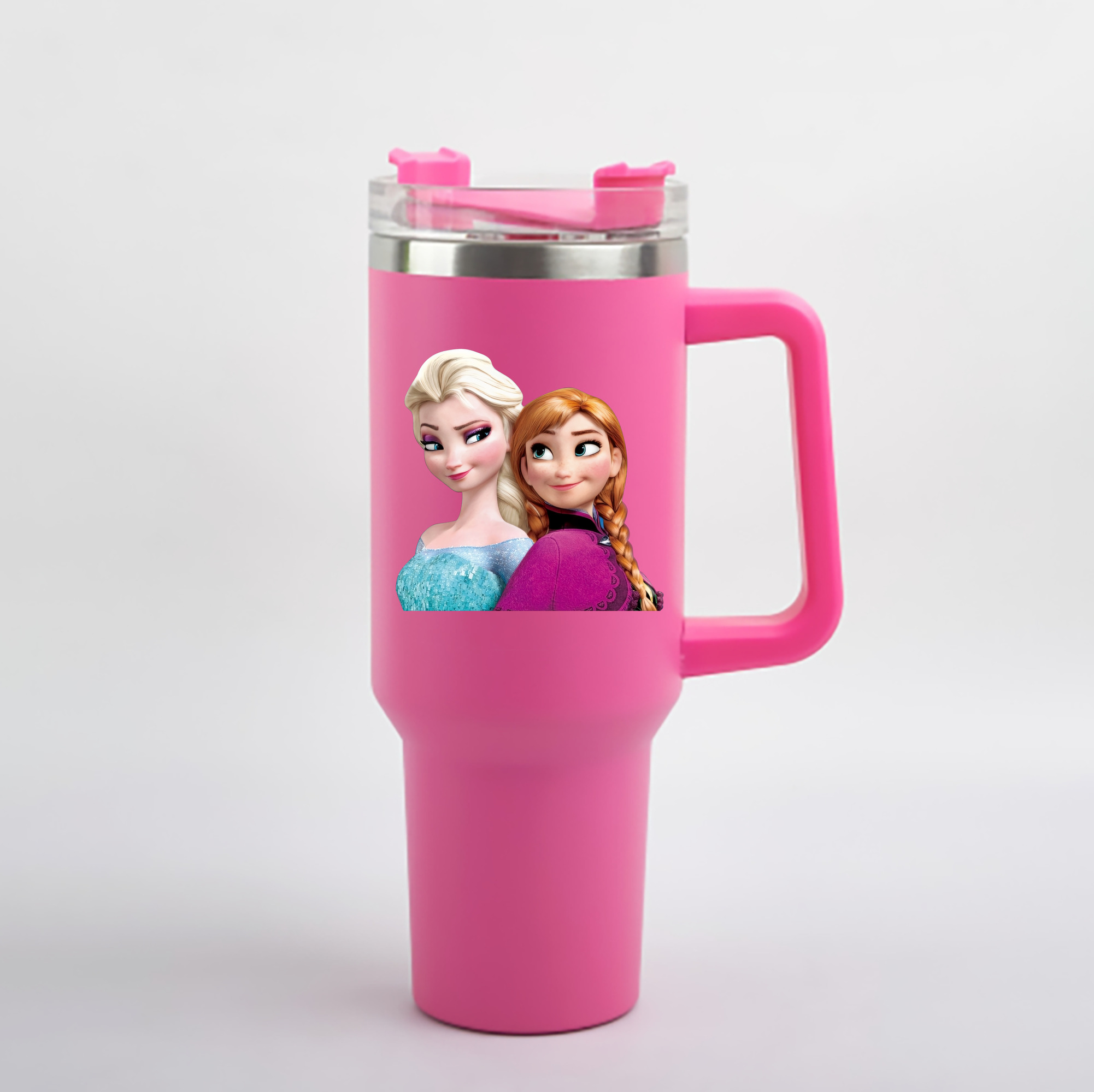 （画像用） アナと雪の女王 アンナ エルサ Frozen Anna Elsa 1200mL車用タンブラー - クリスタルステッカー（プラスチックストロー付き）